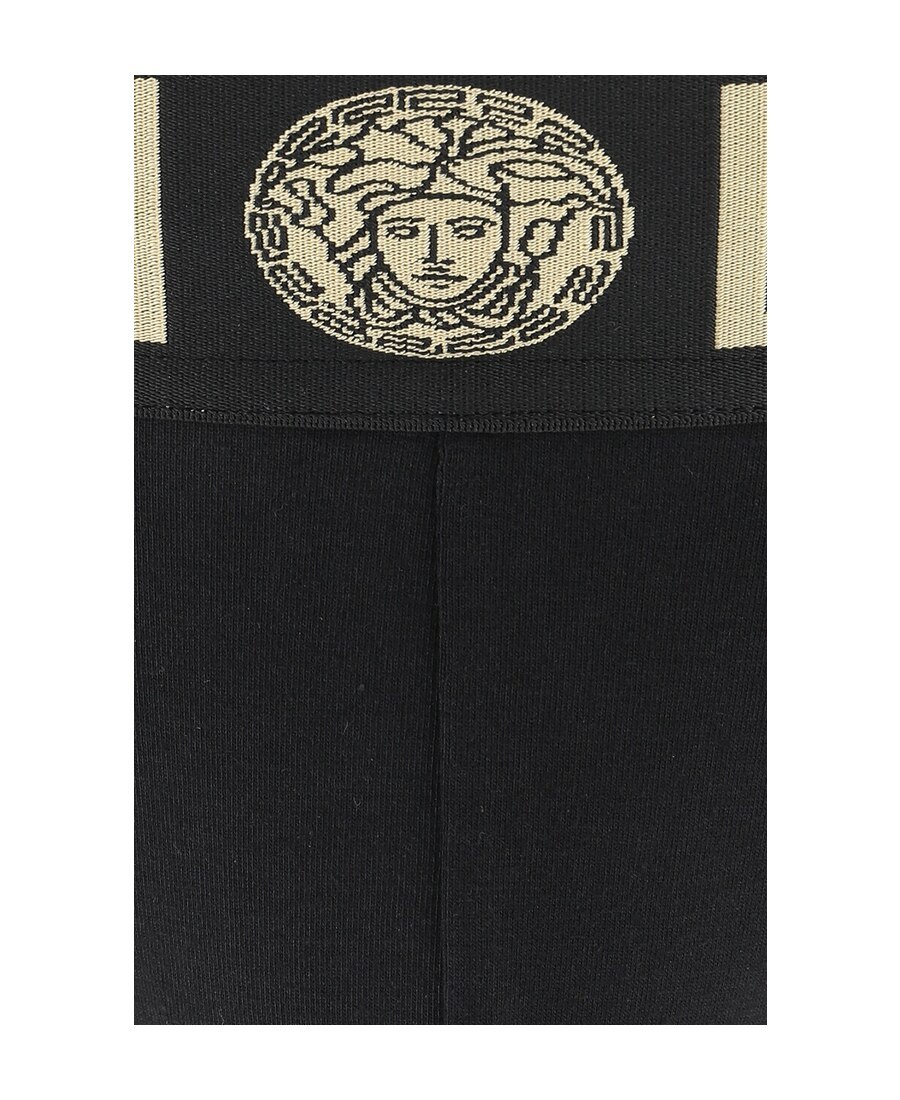 Versace Greca Border Elastic Waistband Briefs In Black
