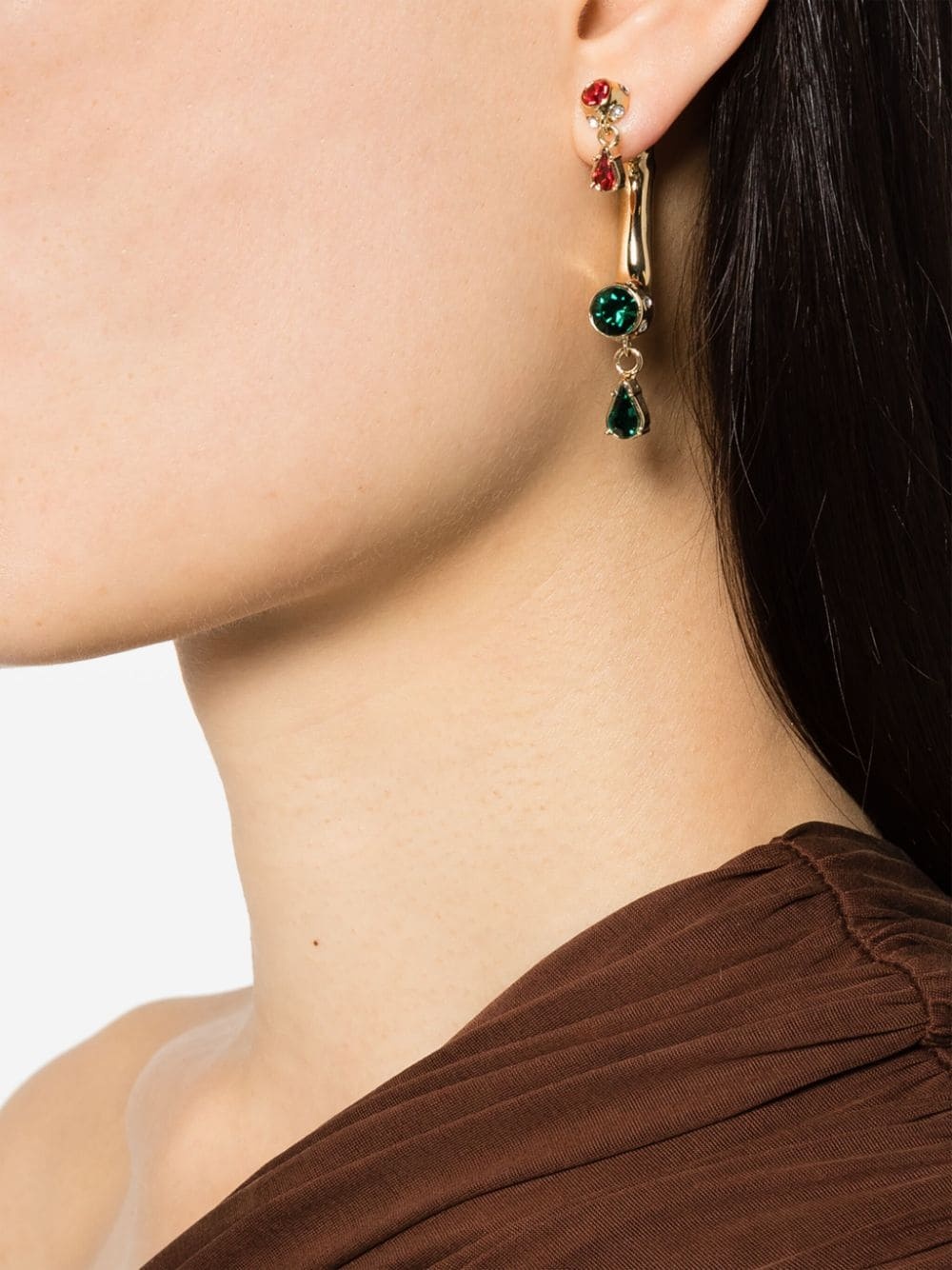 Rabanne Rhinestone Embellished Drop Earrings In Yellow