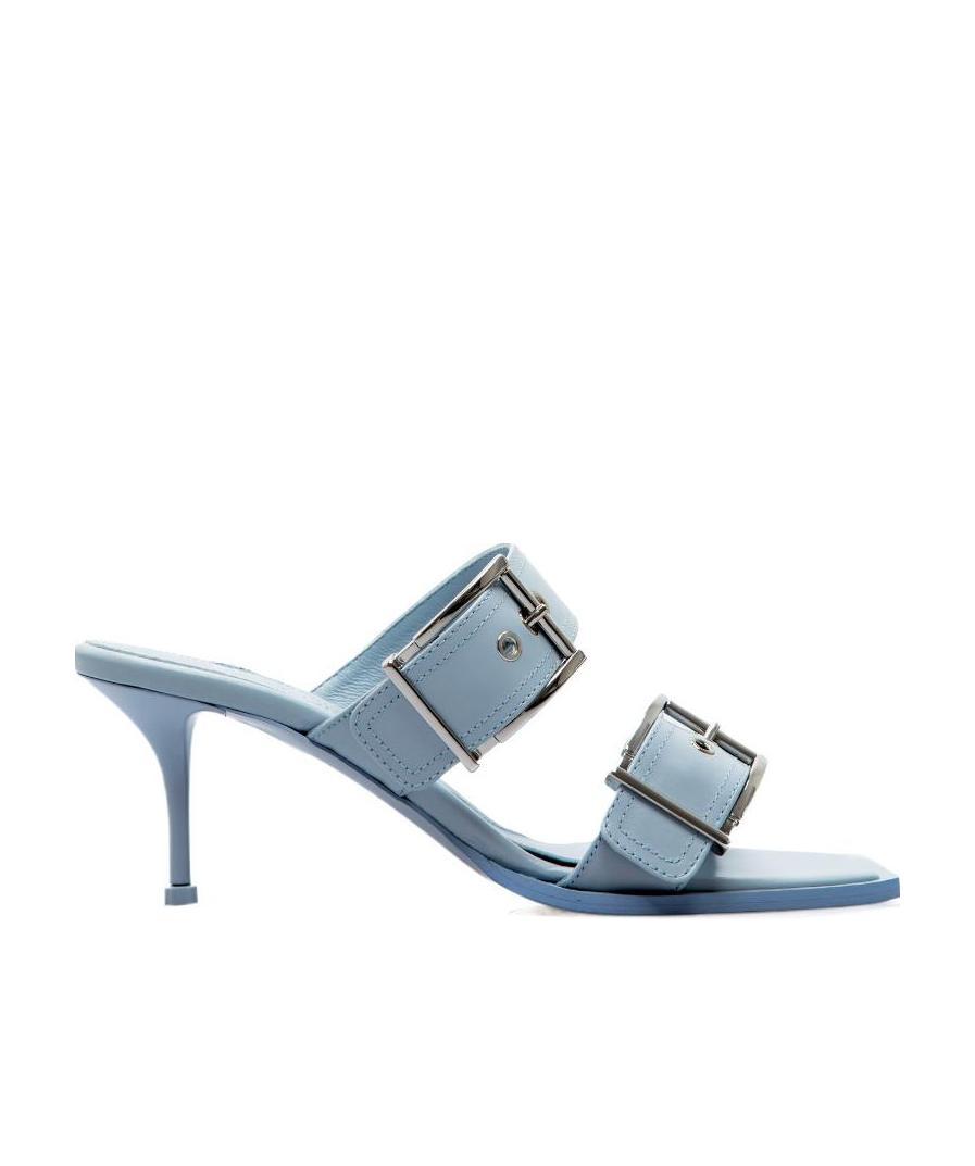 Alexander Mcqueen Buckle-detail 60mm Sandals In Blue