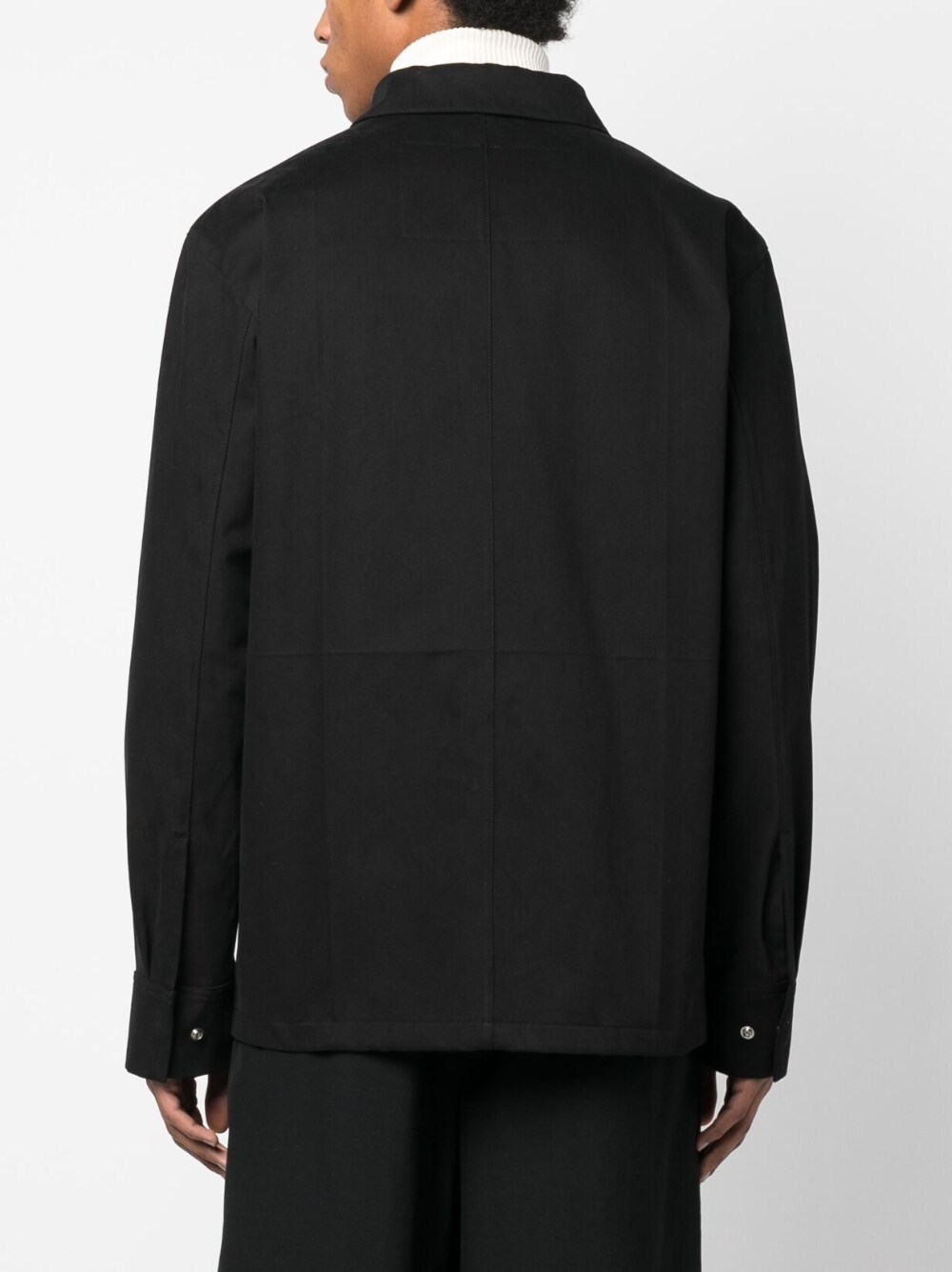 Jil Sander Minimalist Zippered Wool Overshirt In Black