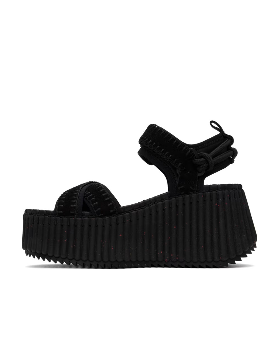 Chloé + Net Sustain Nama Suede And Leather Platform Sandals In Black