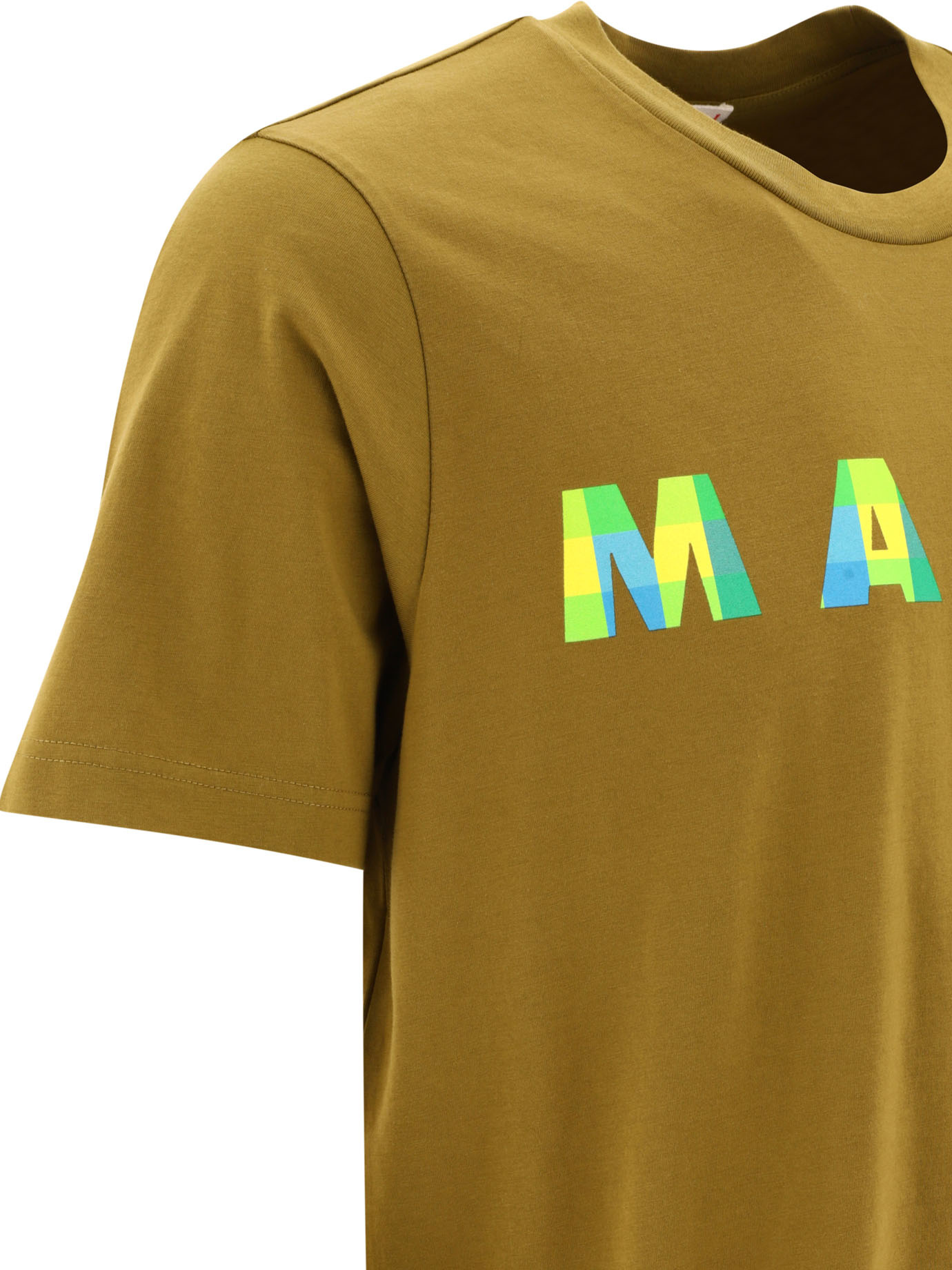 Marni Khaki Printed T-shirt In Brown