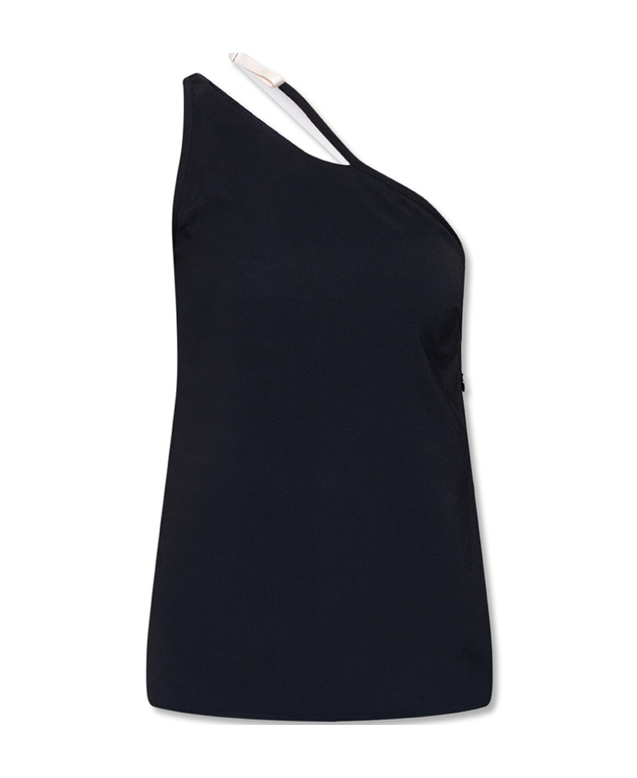 Givenchy Contrast Asymmetric Strap Top In Black