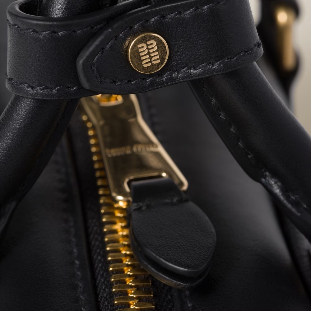 Miu Miu Mini Arcadie Leather Top-handle Bag In Black