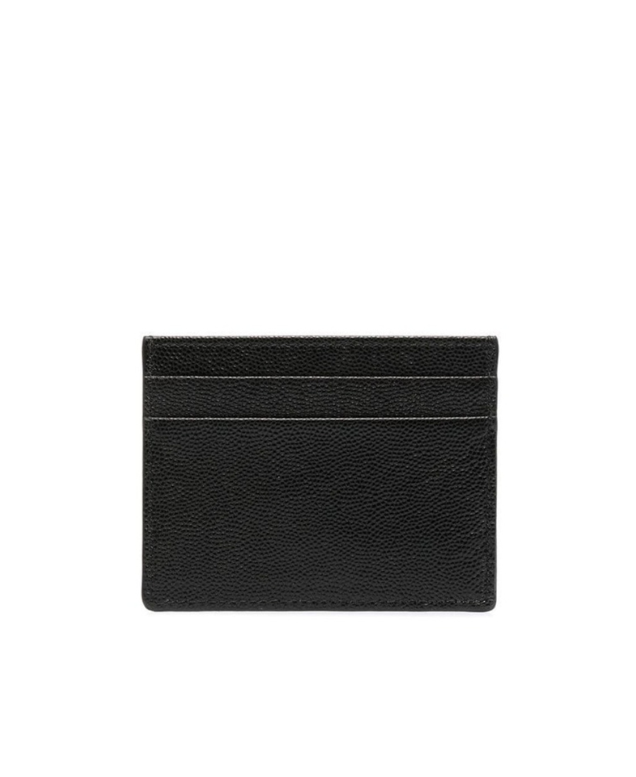 Palm Angels Gothic Leather Logo Cardholder With Tonal Stitching In Black
