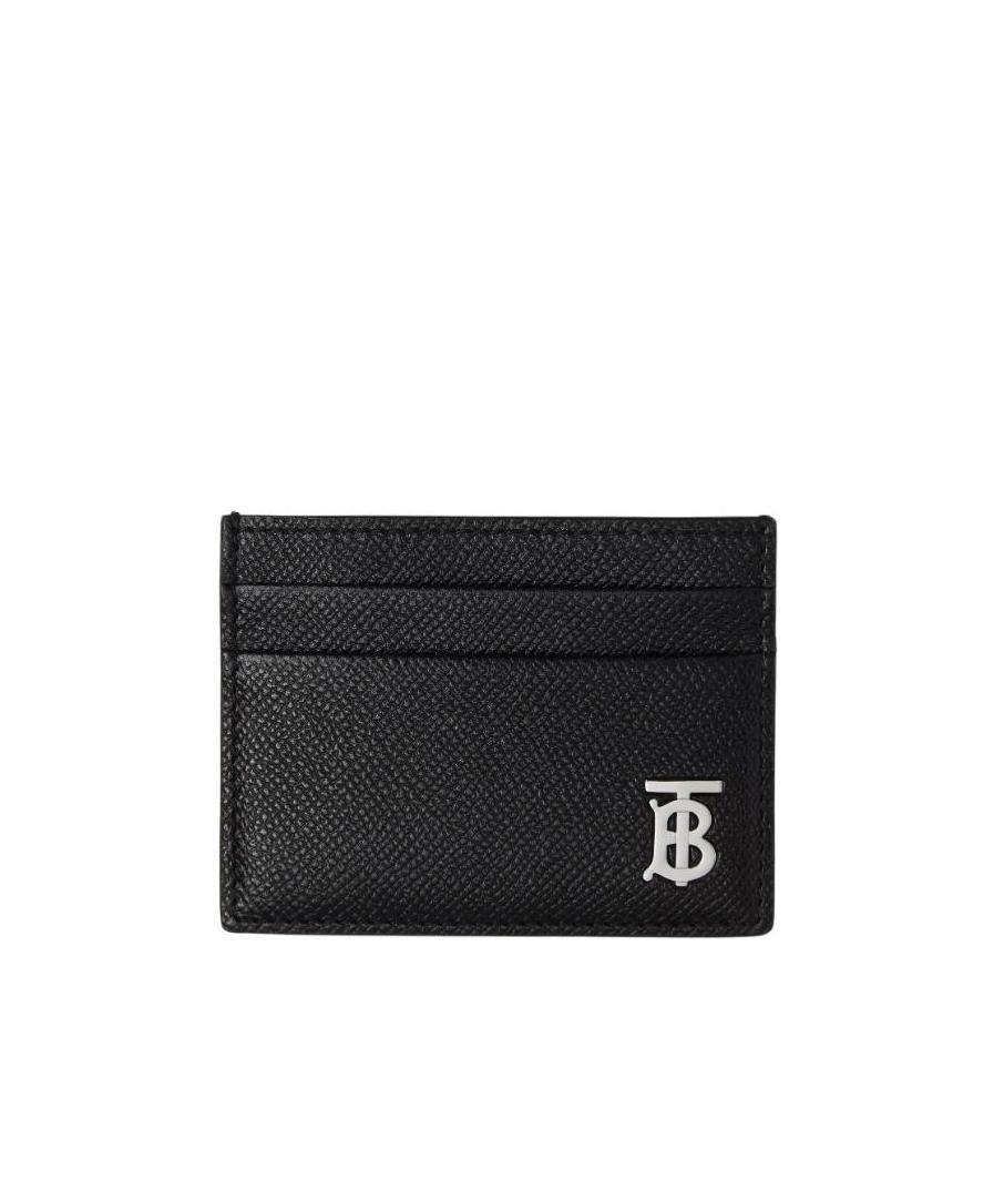Burberry Monogram-motif Grainy-leather Card Case In Black