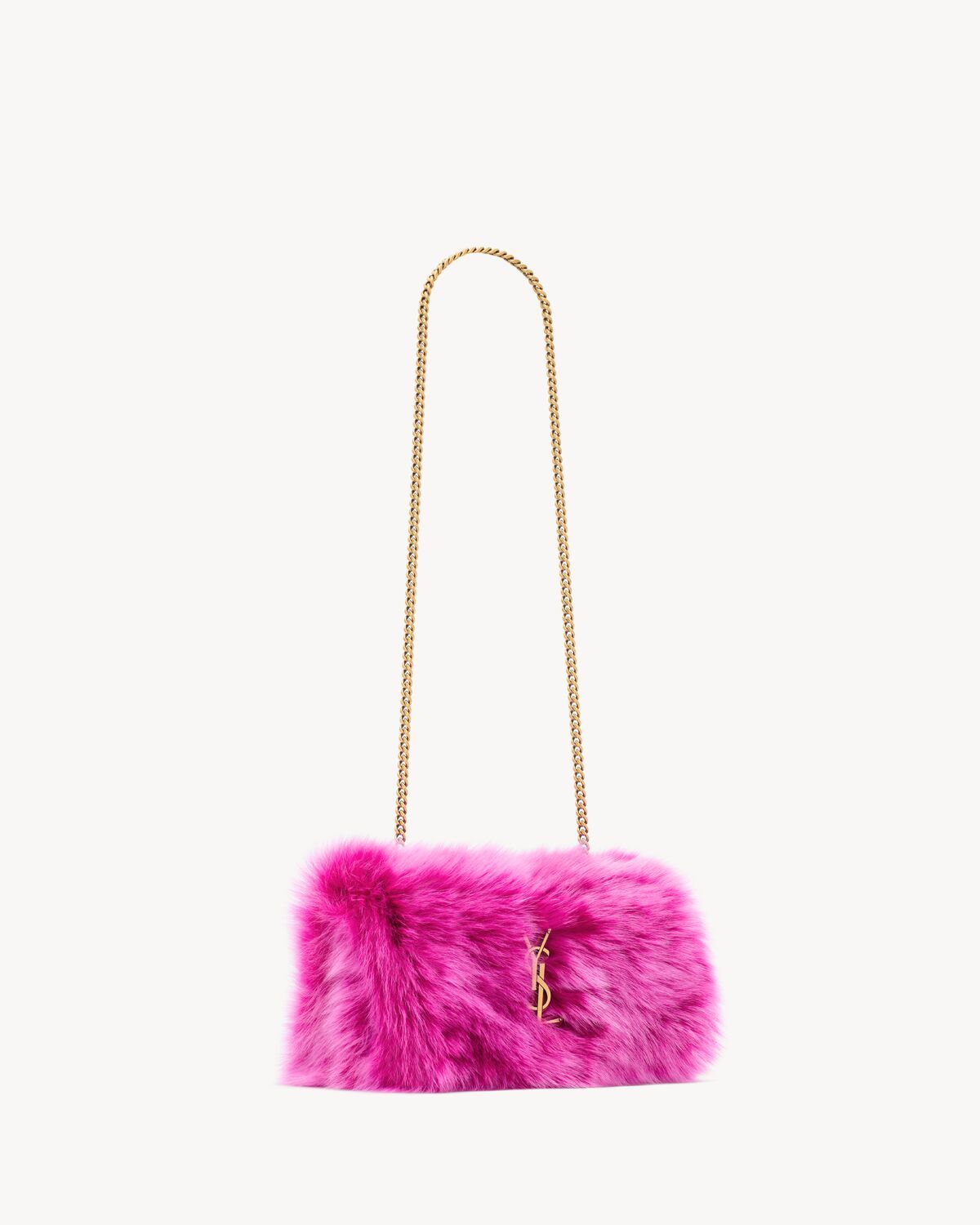 Saint Laurent Kate Small Reversible In Shearling In Pink