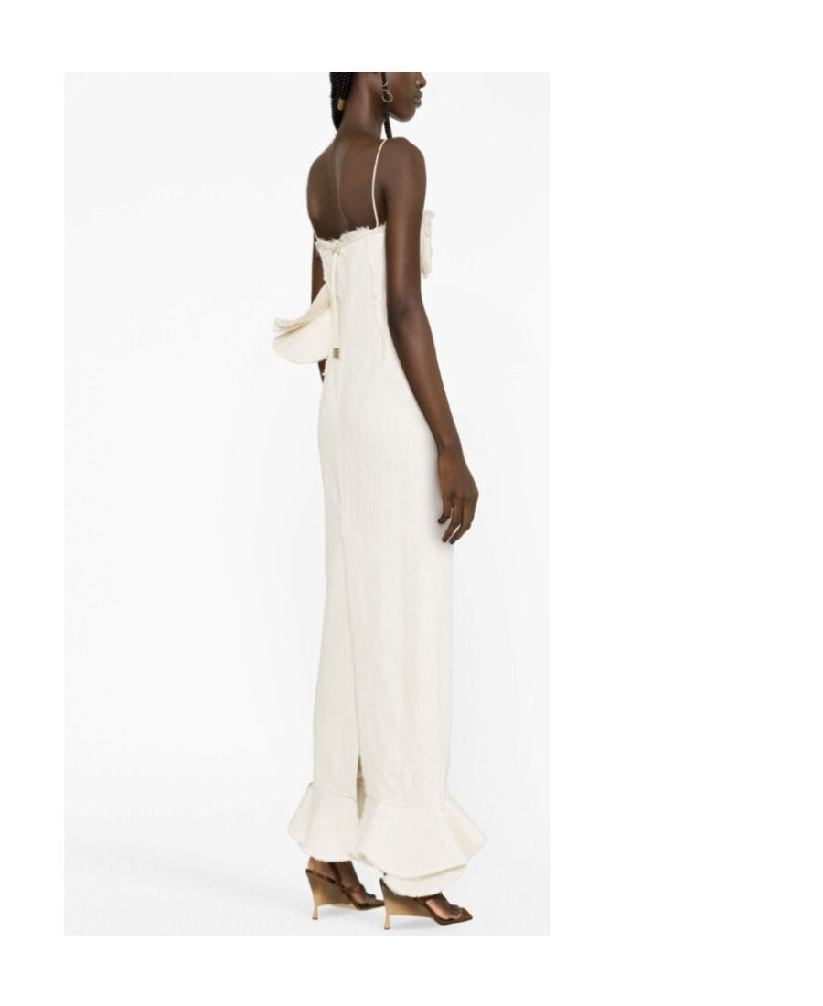 Jacquemus Off-white Le Raphia 'la Robe Artichaut' Maxi Dress In Off White