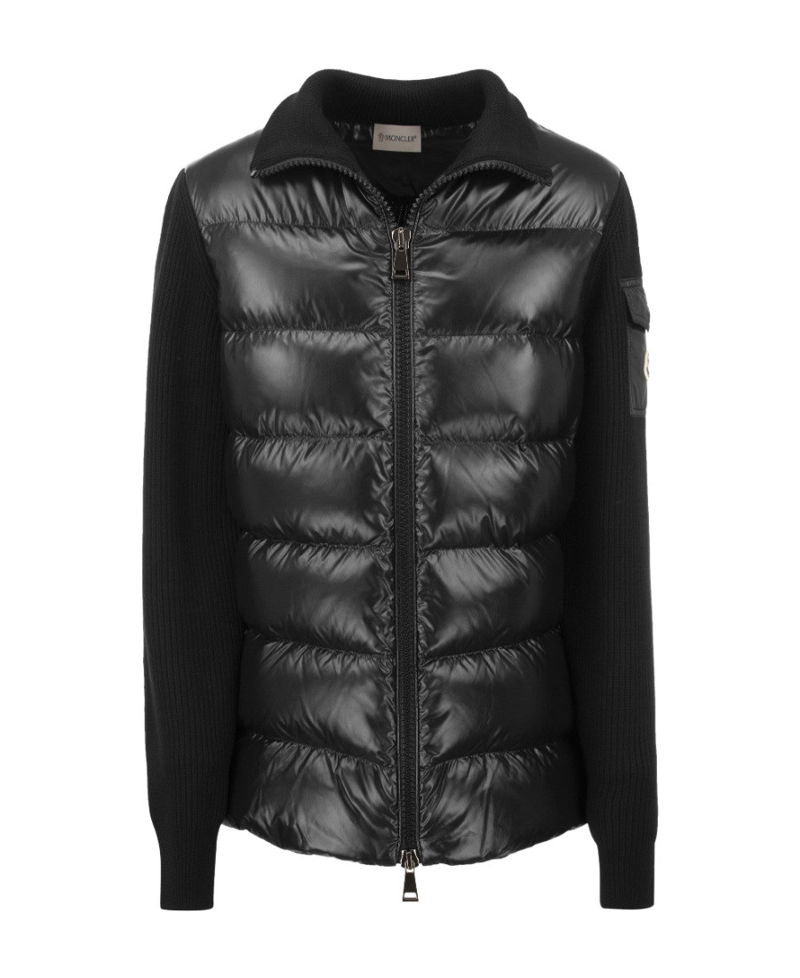 Moncler Panelled Down-filled Jacket In Black