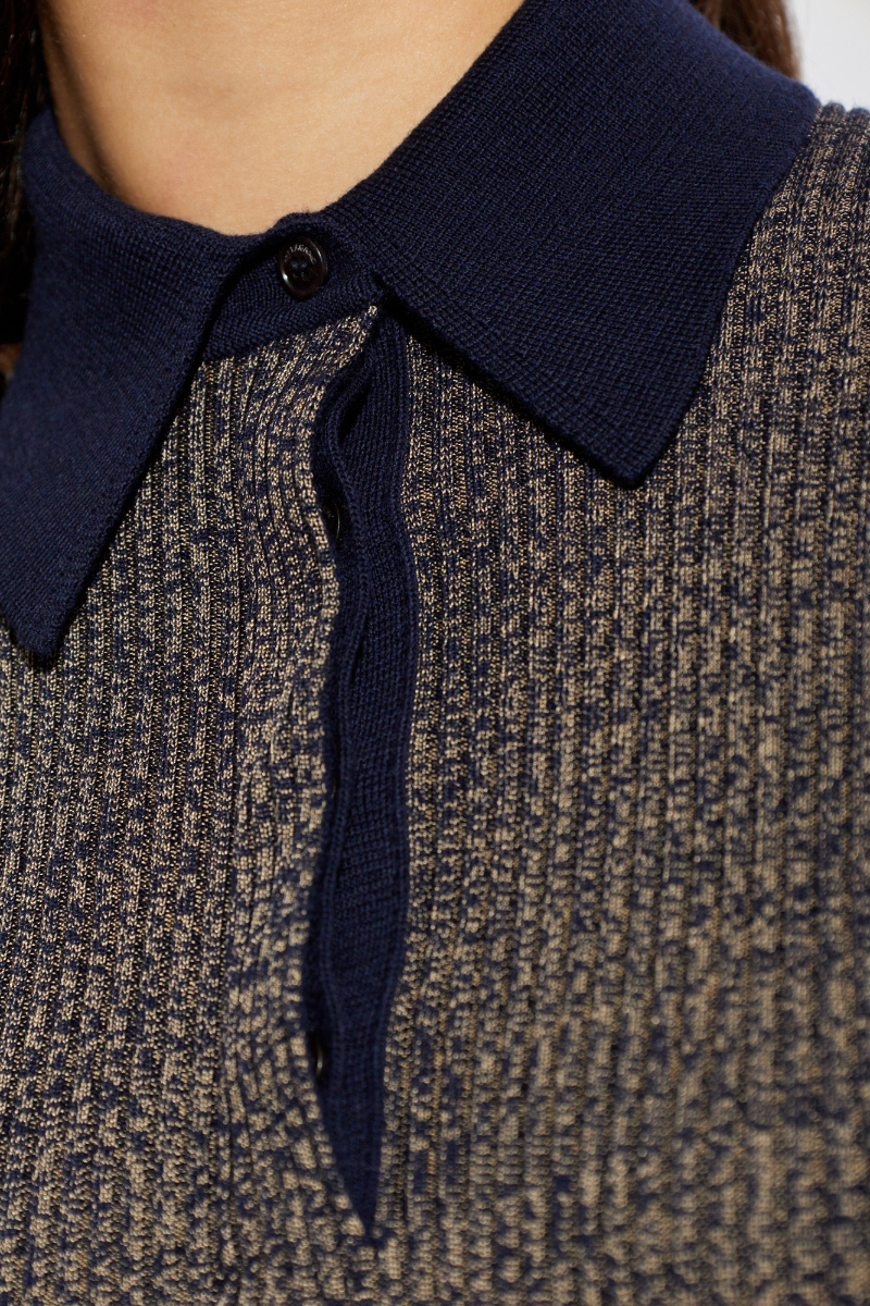 Ferragamo Long-sleeve Polo In Black