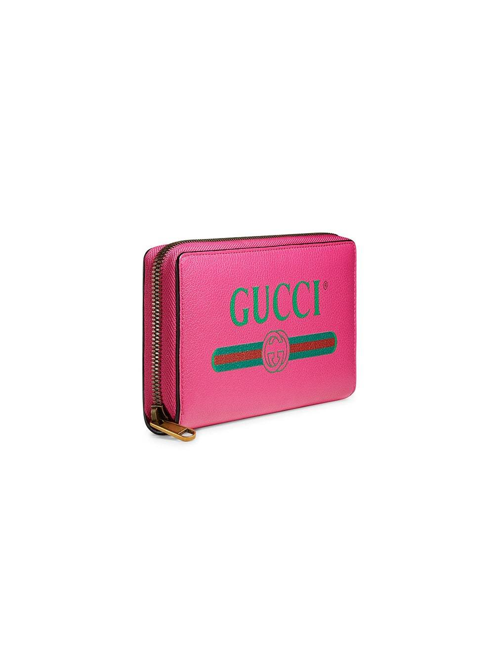 Gucci Logo Printed Zipper Wallet In Pink