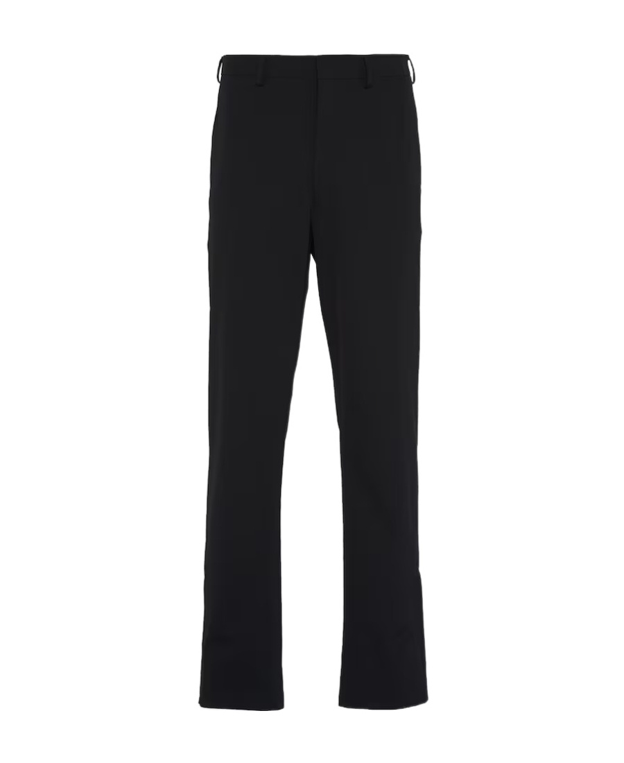 Prada Mens Black Logo-embellished Stretch-woven Trousers In Black