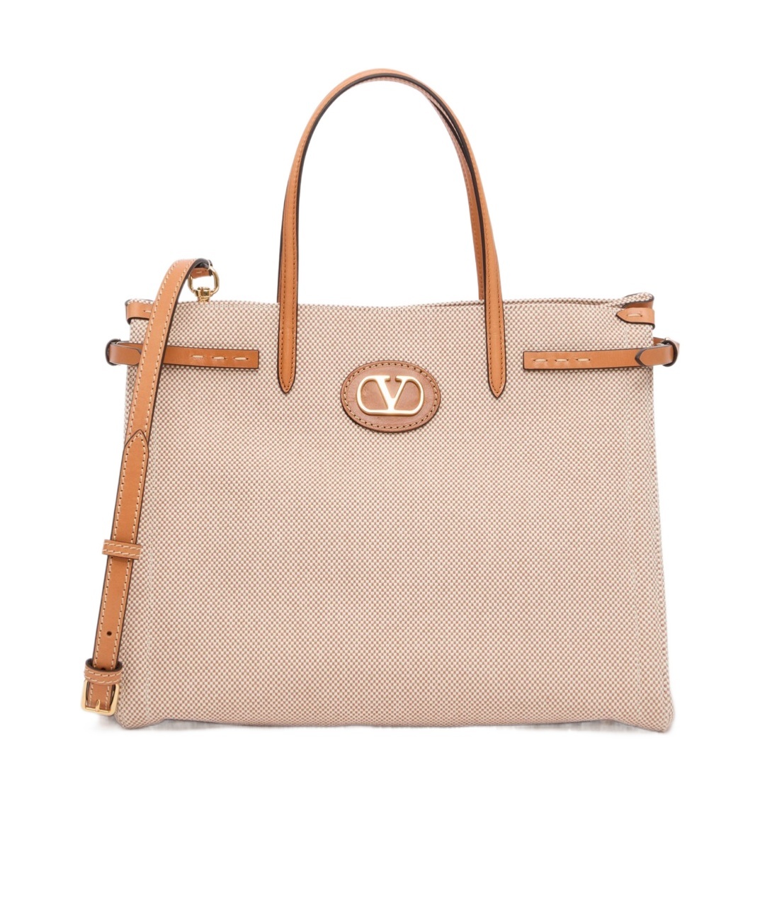 Valentino Antibes Big Shopping Bag With Adjustable Side Straps In Nude
