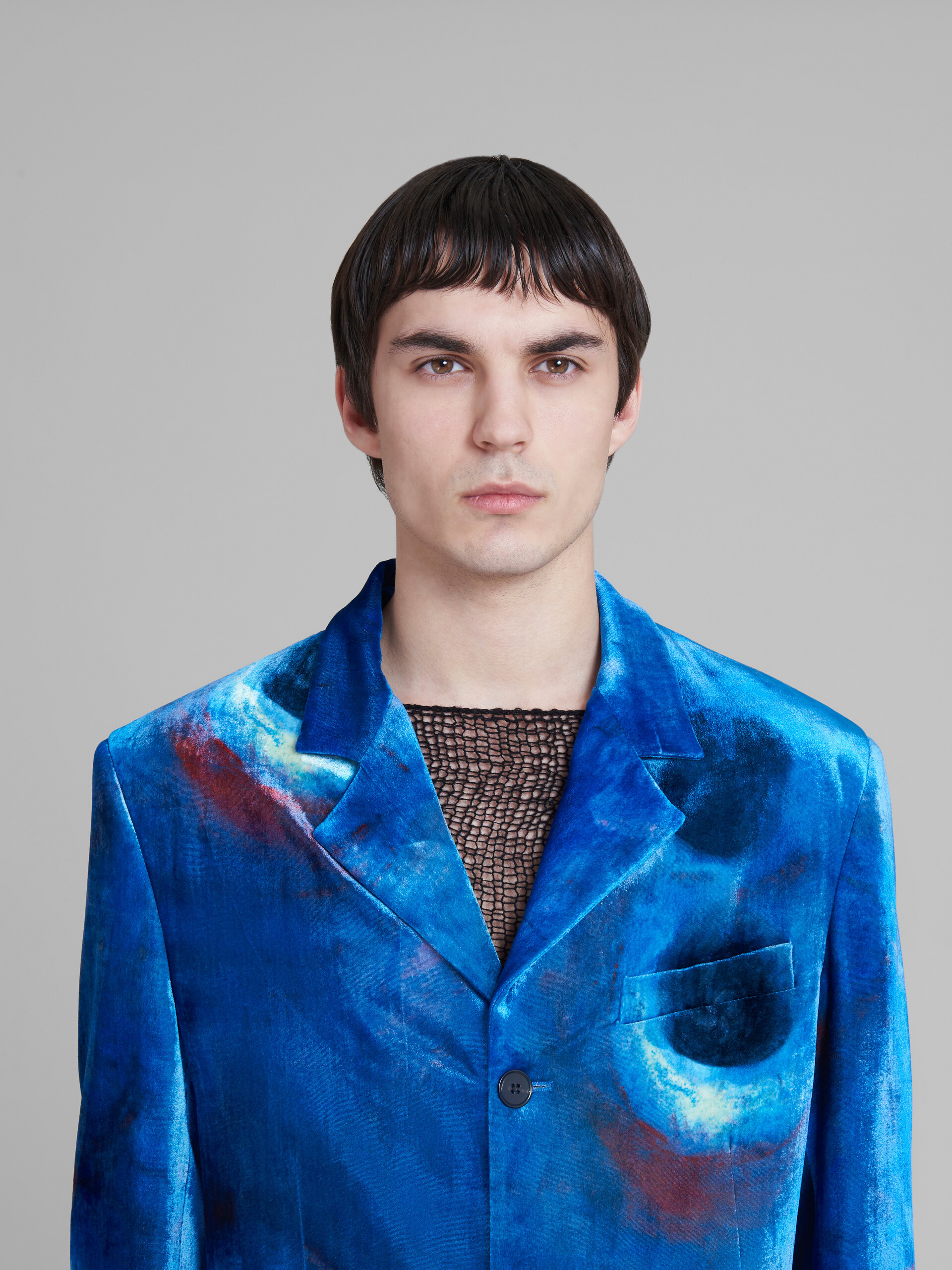 Marni Single-breasted Velvet Blazer With Buchi Blu Print