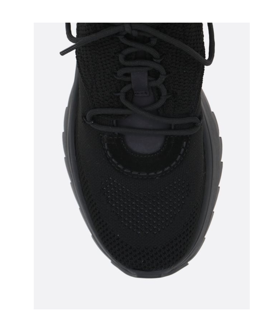 Ferragamo Elastic Knitted Casual Sneakers In Black