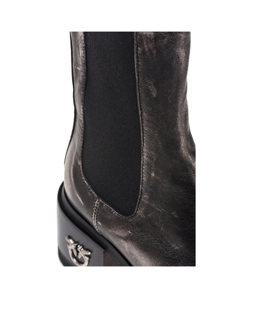 Pinko Woman Ankle Boots Lead Size 7 Calfskin In Black