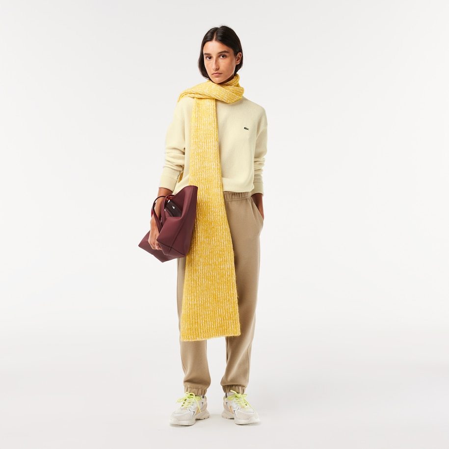 Lacoste Long-sleeved Wool Sweater In Neutral