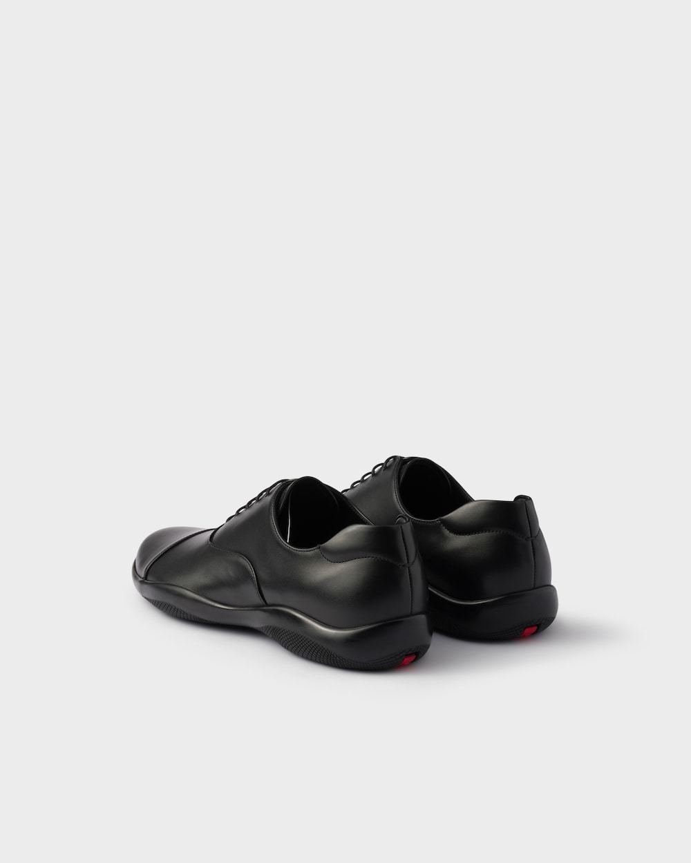 Prada Leather Loafers With Rubber Sole In Black