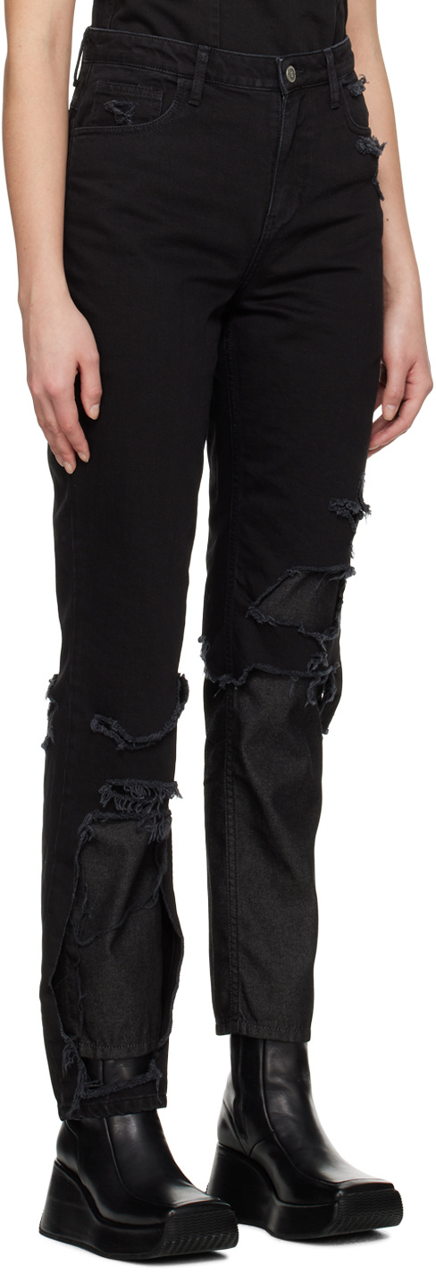 RAF SIMONS HIGH-WAISTED DENIM JEANS