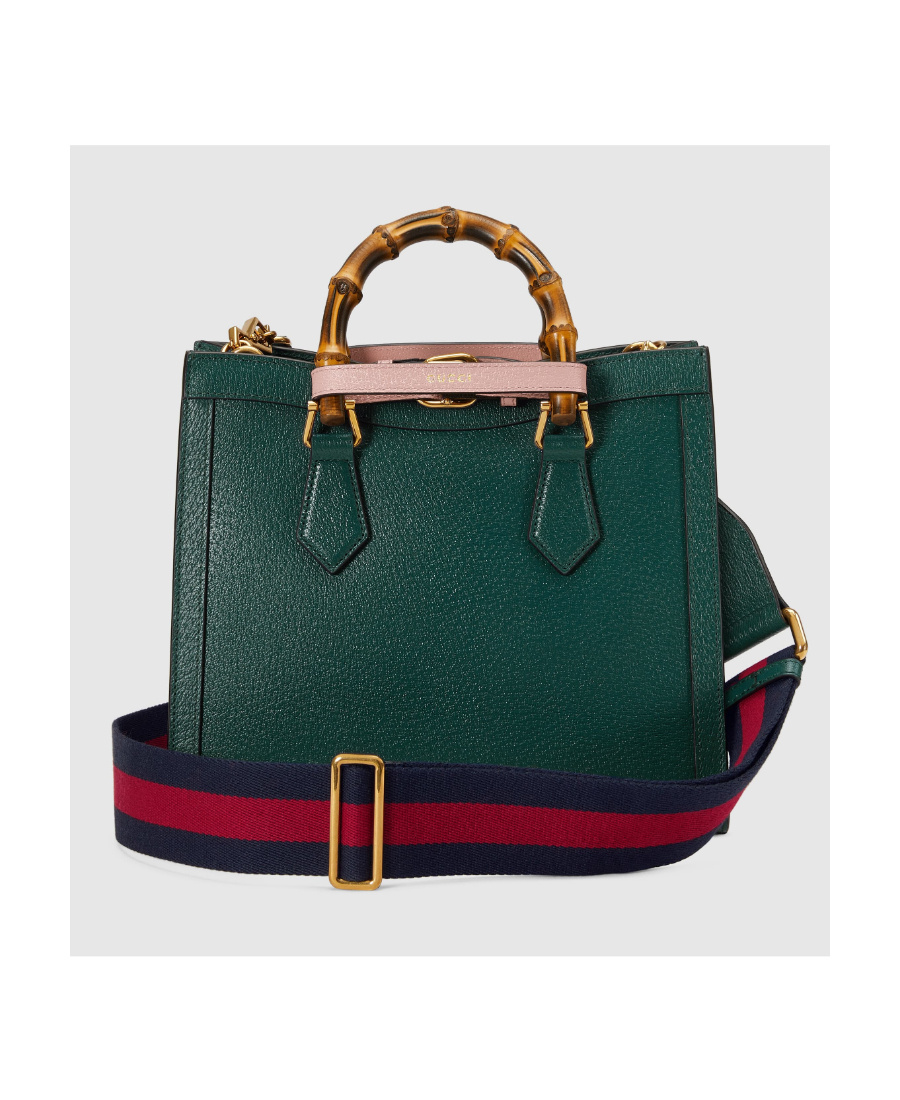 Gucci Diana Mini Leather Tote Bag In Green