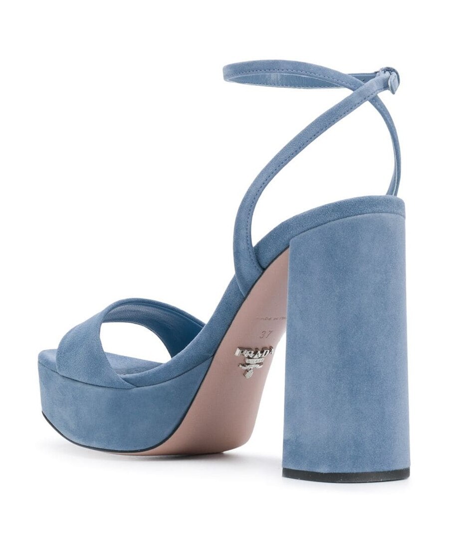 Shop Prada Open-toed High-heeled Sandals In Blue