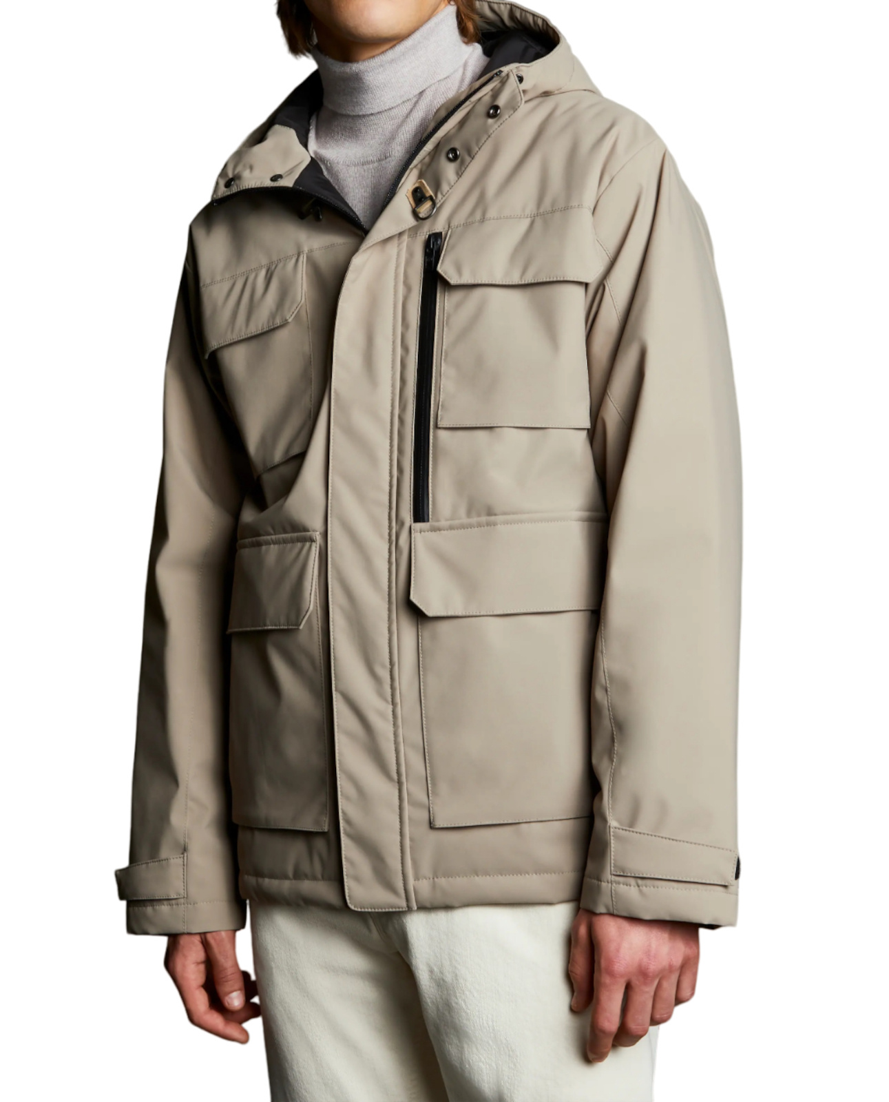 Fay Hooded Long-sleeved Casual Jacket In Nude