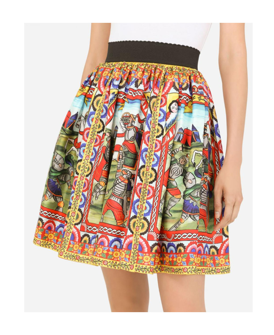 Dolce & Gabbana Carretto Patterned Mini Skirt In Multicolor