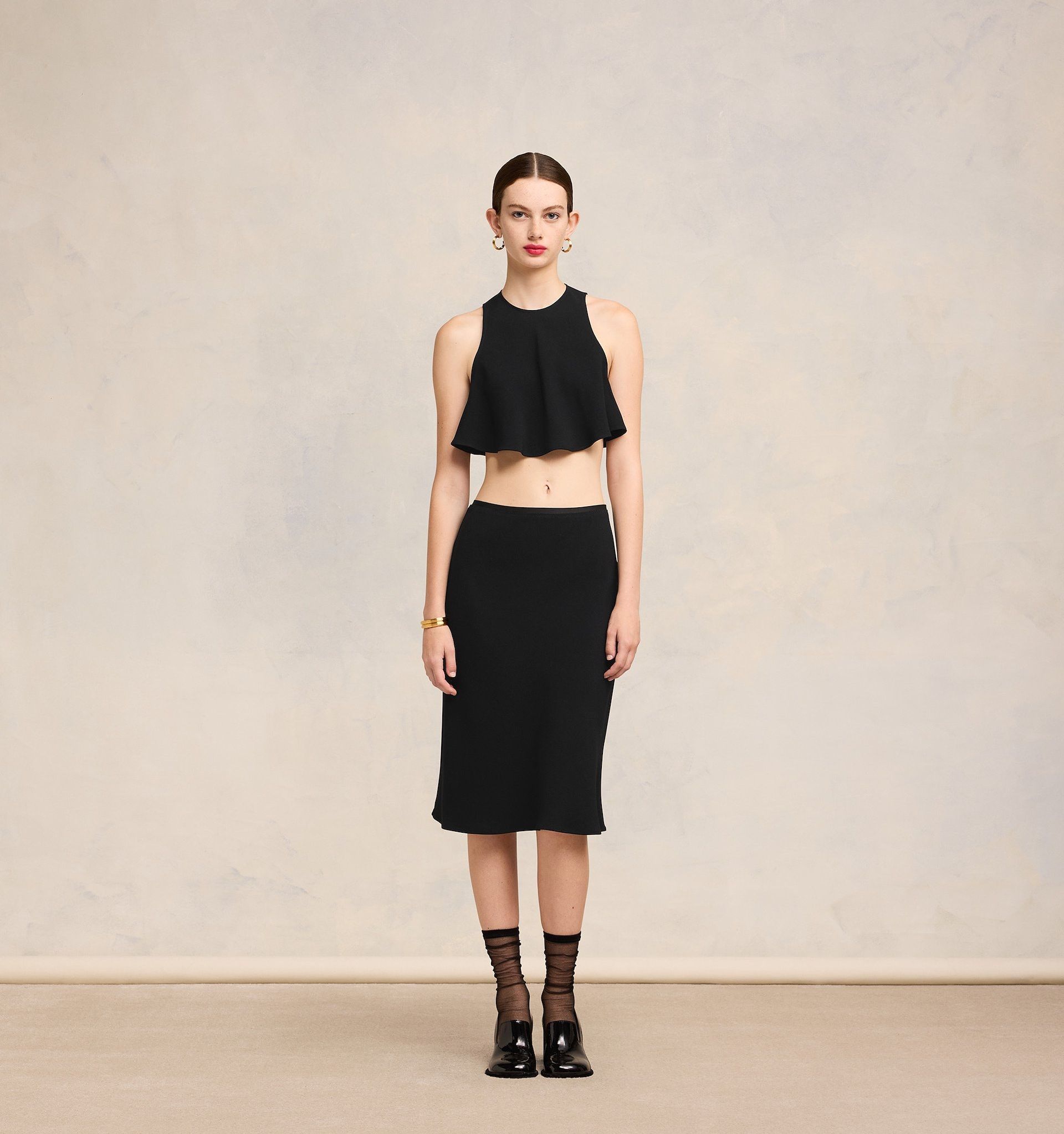 Ami Alexandre Mattiussi Flared Cropped Blouse In Black