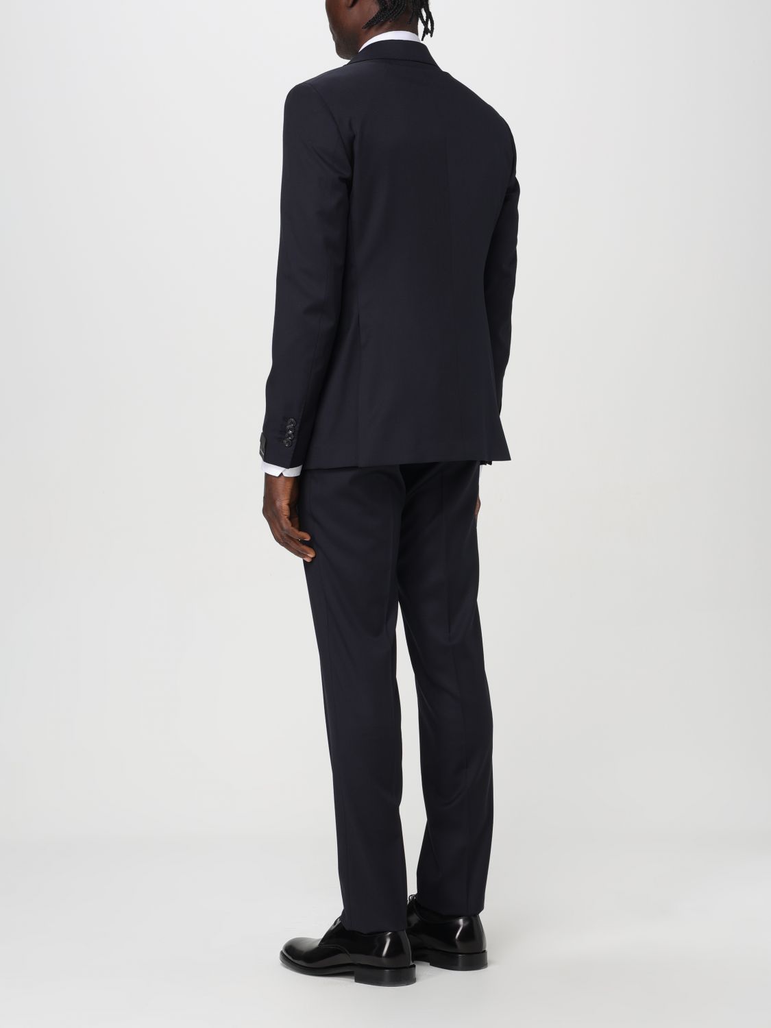 Tagliatore Long-sleeved Coat Belt Ring Trousers Suit In Black