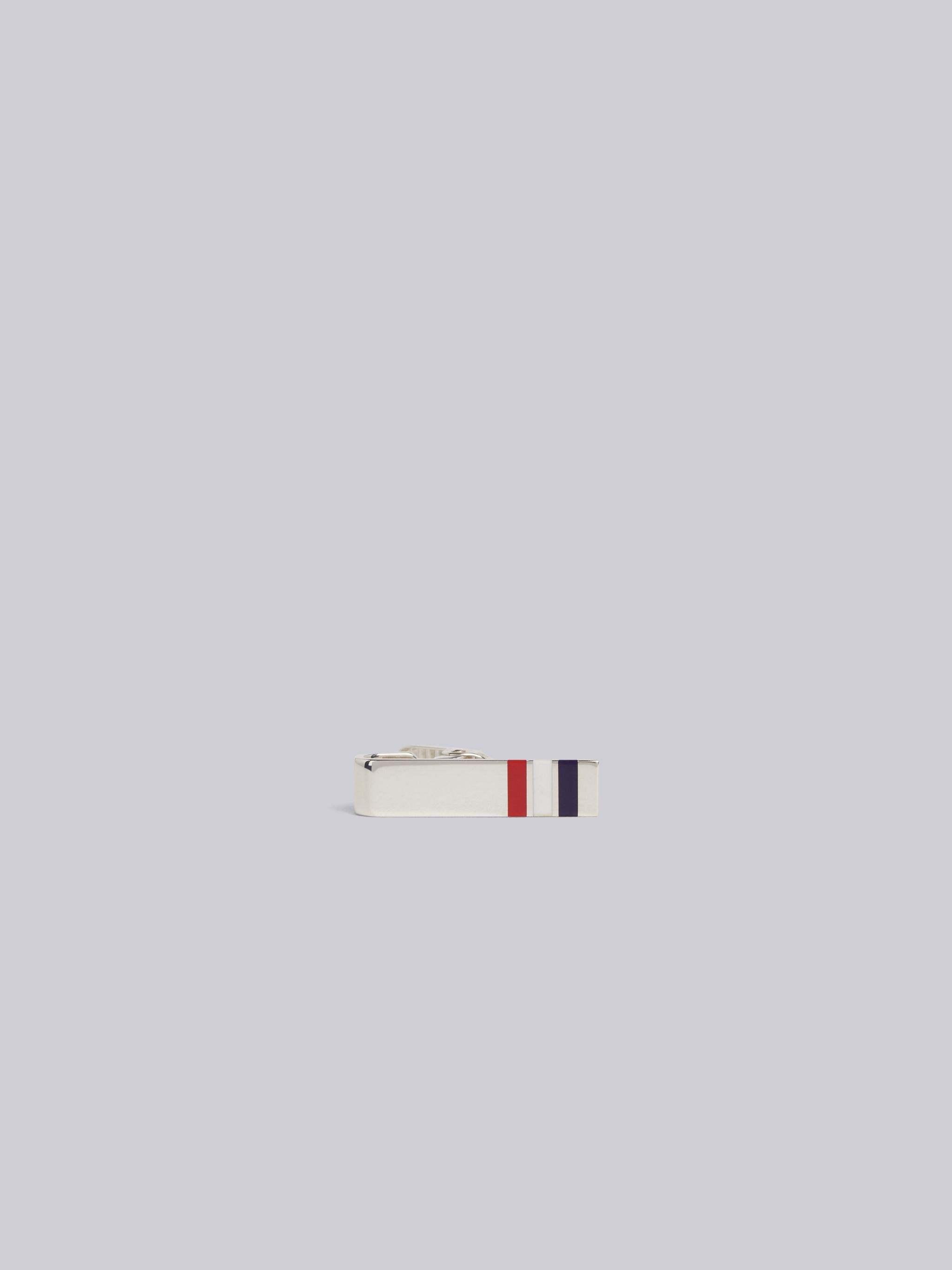 Thom Browne Rwb Short Silver Tie Bar In White