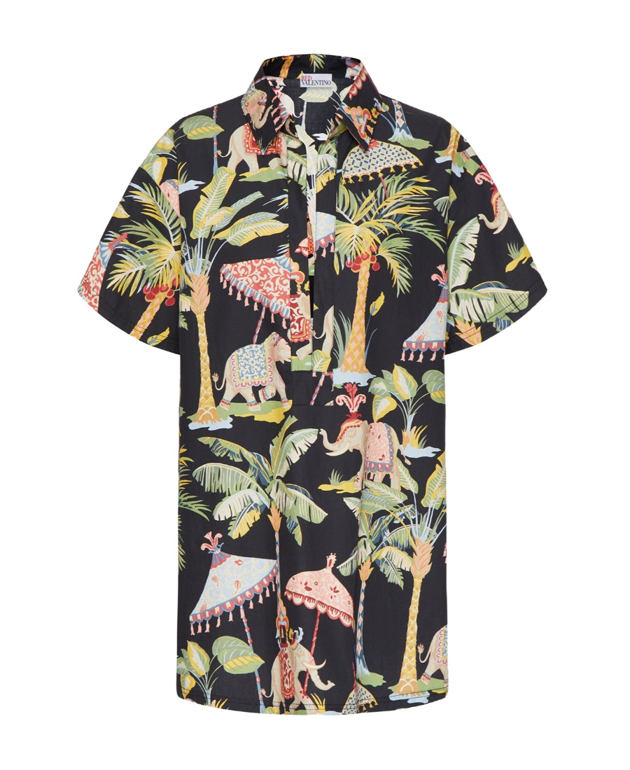 Red Valentino Printed Pattern Blouse In Black