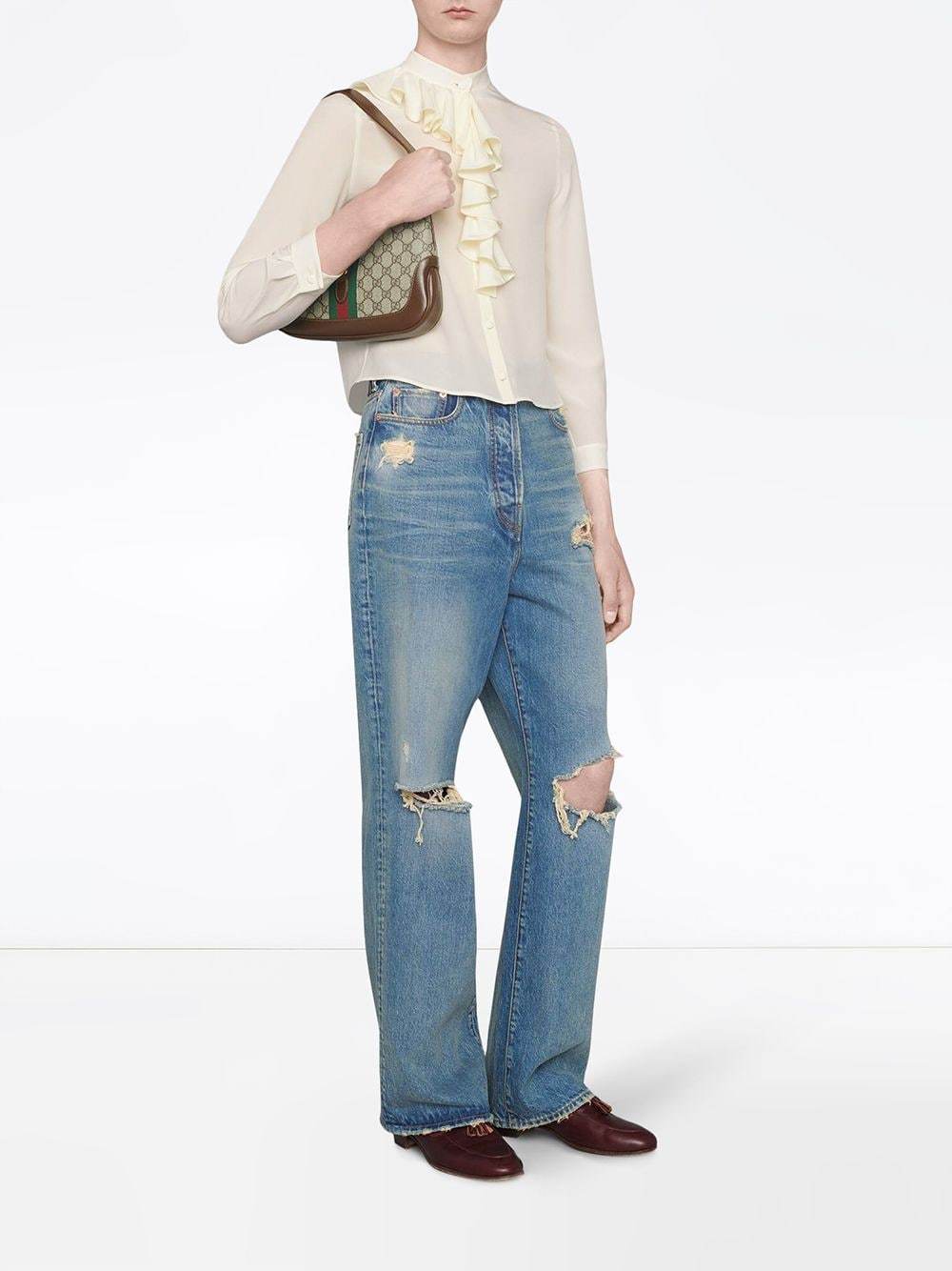 Gucci Crêpe De Chine Ruffle Blouse