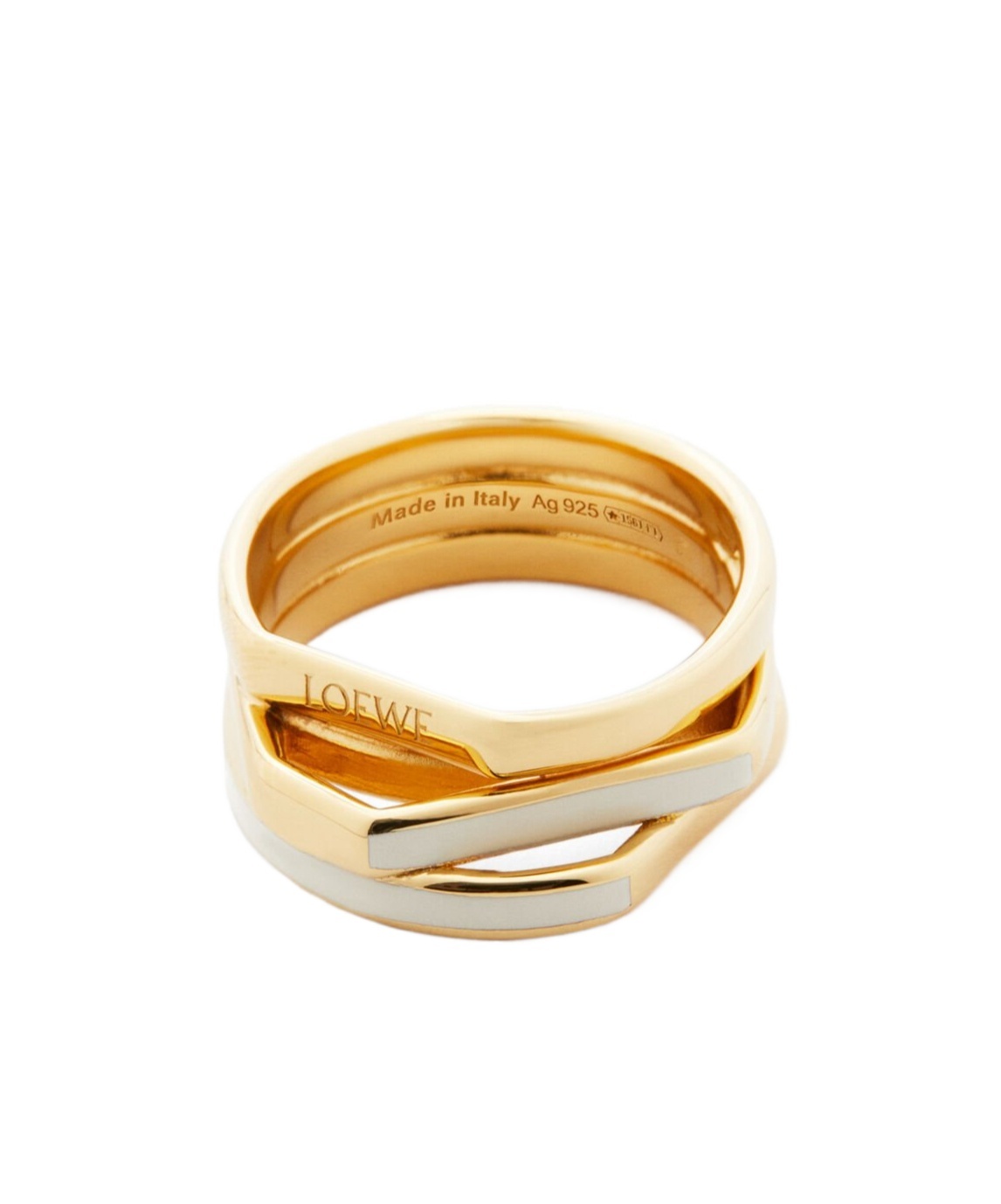 Loewe Stacked Ring In Sterling Silver And Enamel In Gold