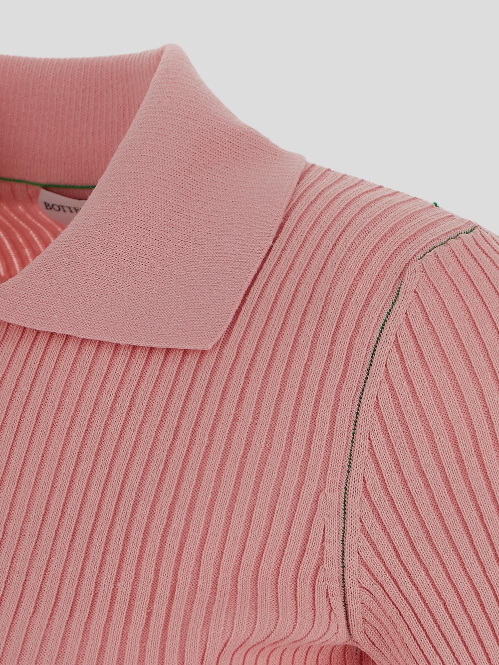 Bottega Veneta Ribbed Polo Top In Pink