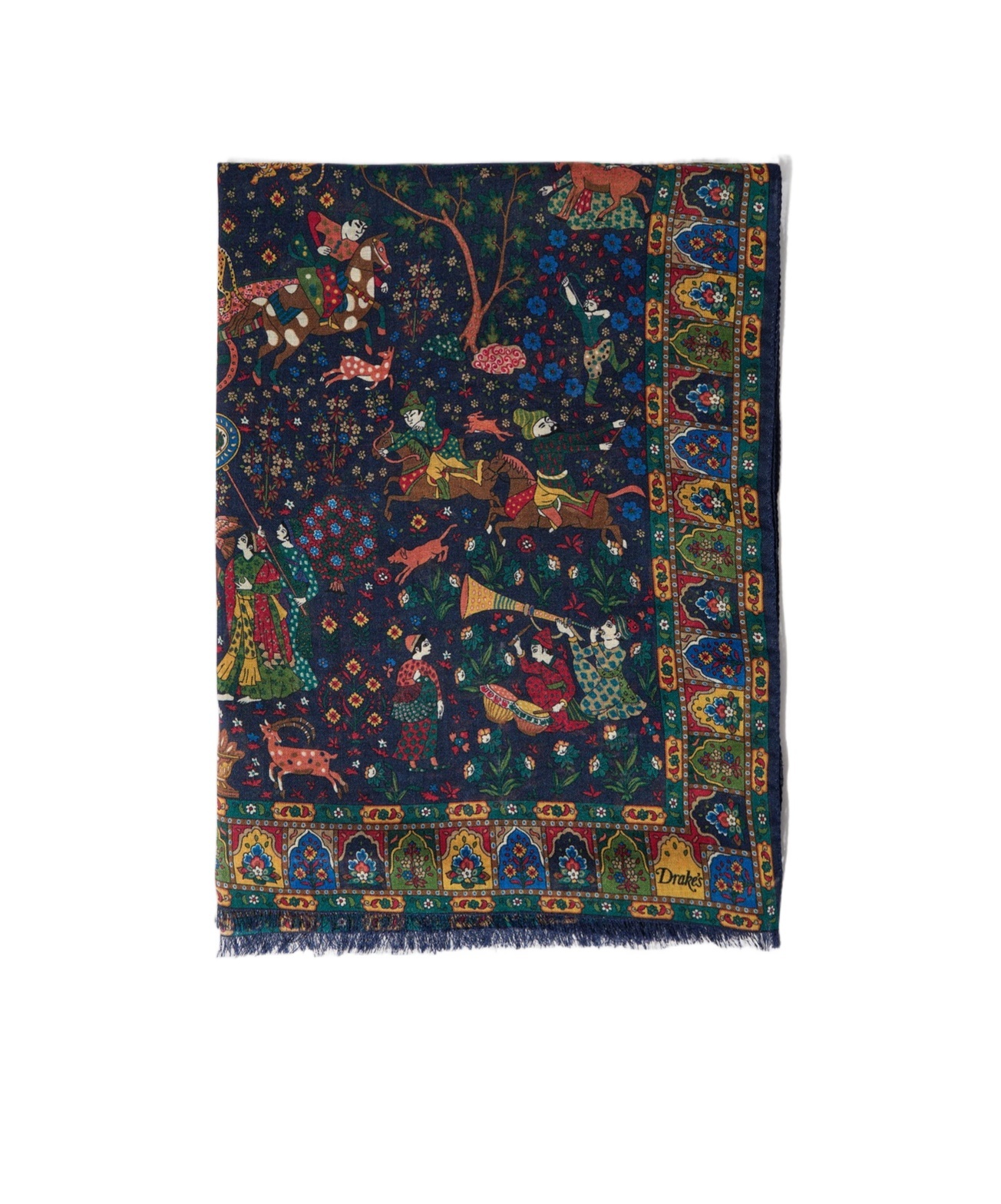Drake's London Fringed Scarf In Multicolor