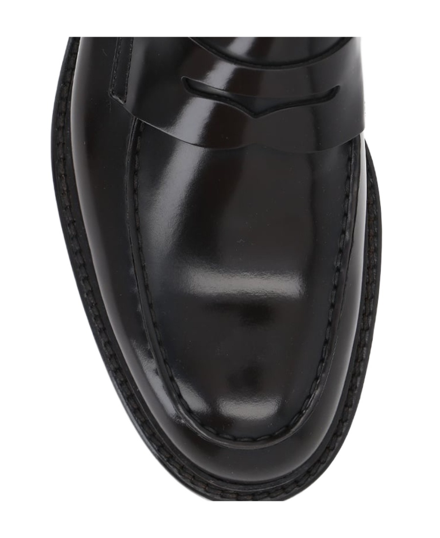 Doucal's Black Leather Moccasin In Black