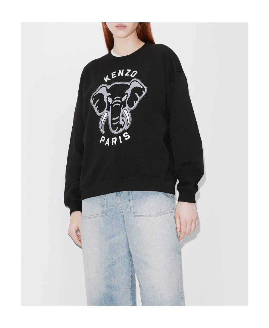 Kenzo Varsity Jungle Embroidered Sweatshirt In Black