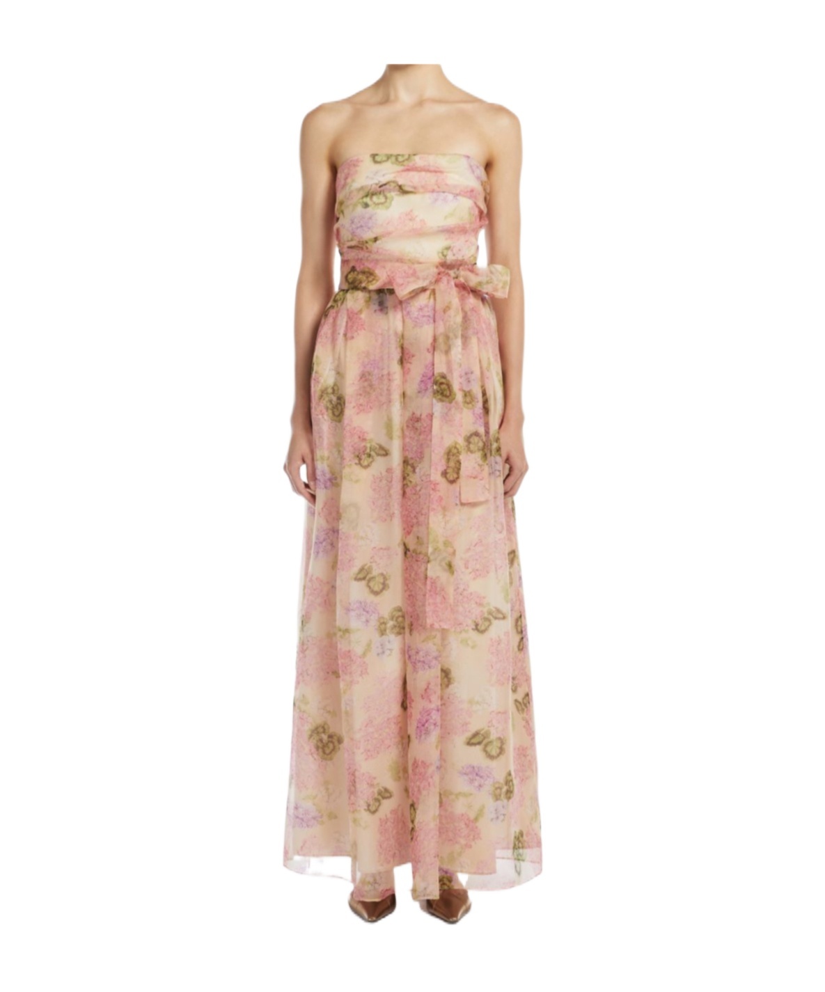 Max Mara Fancy Organza Bustier Dress In Ivory