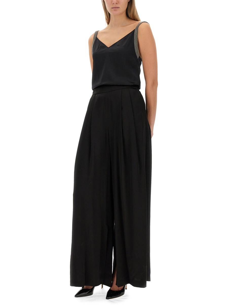 Shop Fabiana Filippi Satin Wide-leg Trousers In Black