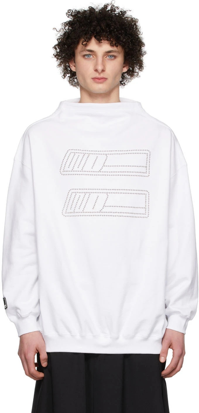 We11 Done Logo Pattern Pullover In White