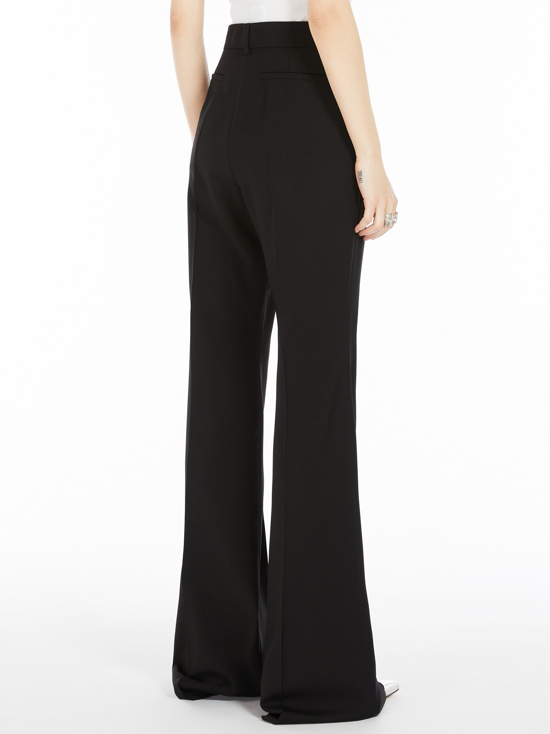 Sportmax Horn Shaped Wool Casual Pants In Black
