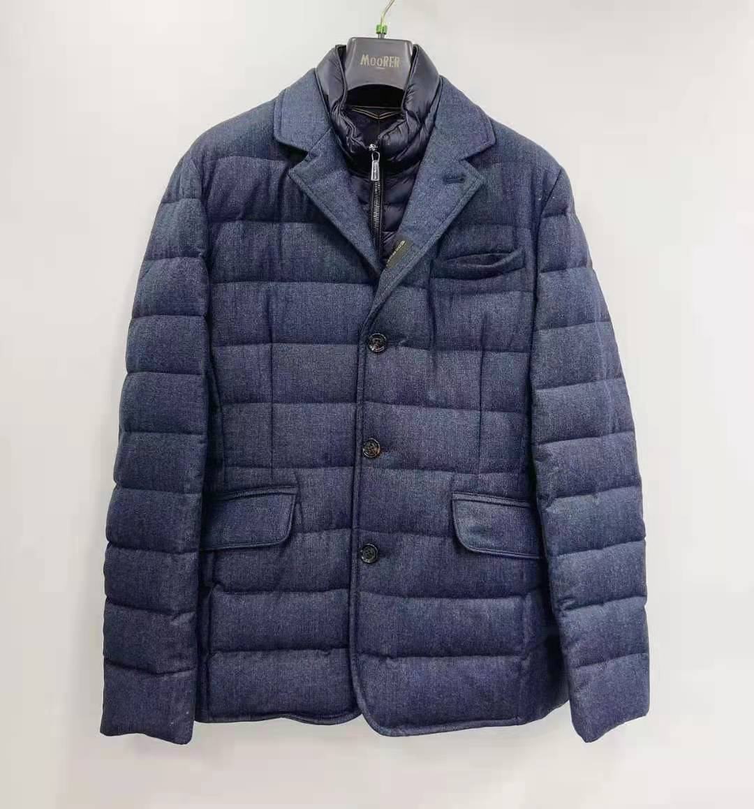 Moorer Padded And Quilted Jacket With Lined Collar In Black