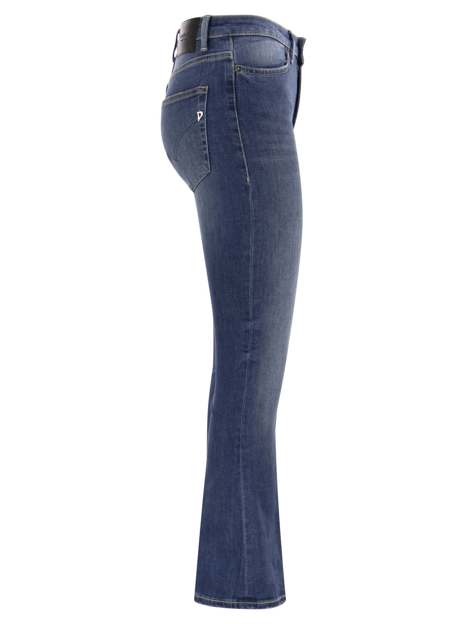Dondup Mandy High-waisted Flared Jeans With Ankle Length In Blue