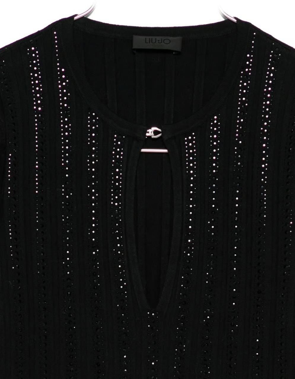 Liu •jo Crystal Embellished Sweater In Black