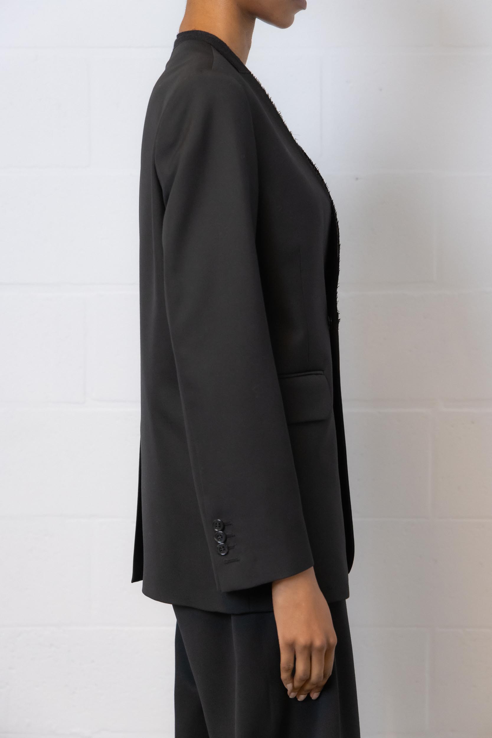 Mm6 Maison Margiela Collarless Suit Jacket In Black