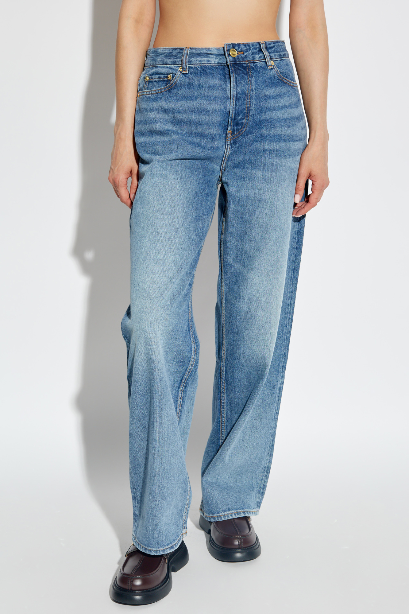 Shop Ganni Mid Blue Izey Jeans
