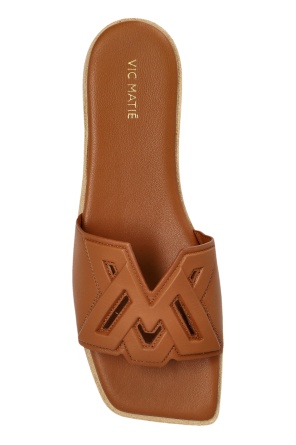 Vic Matie Logo-debossed Square Open Toe Sandals In Brown