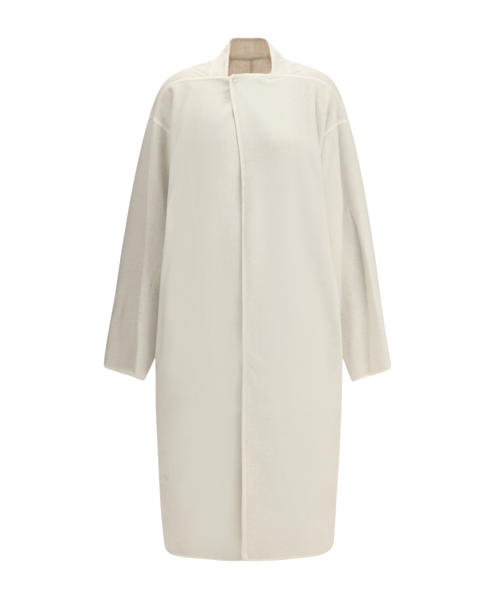 Rick Owens Asymmetric-overlap Long Coat In White