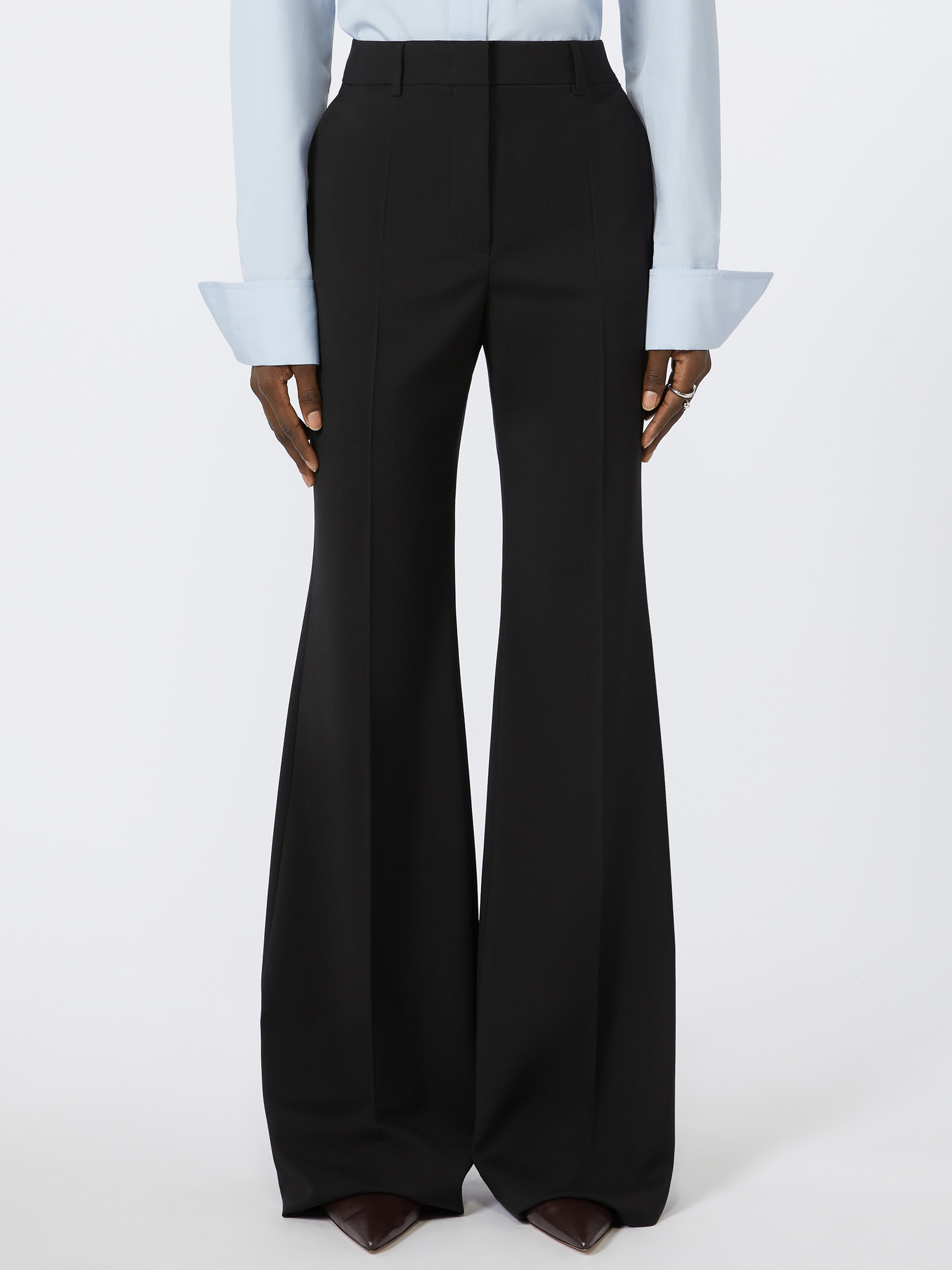 Sportmax Flared Stretch Wool Trousers In Black