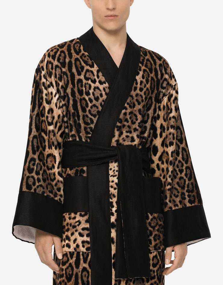 DOLCE & GABBANA DOLCE  GABBANA LEOPARD PRINTED BATH ROBE